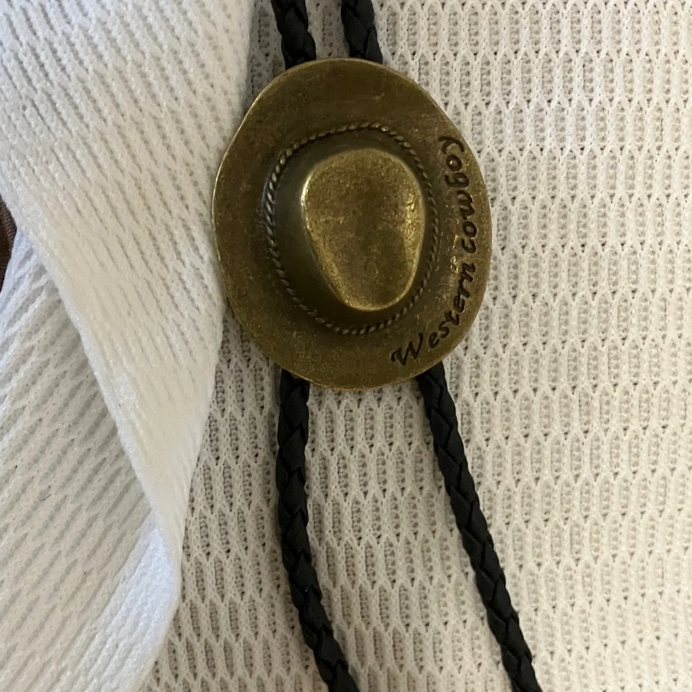 Classic Western Bolo Tie with Gold and Black Design